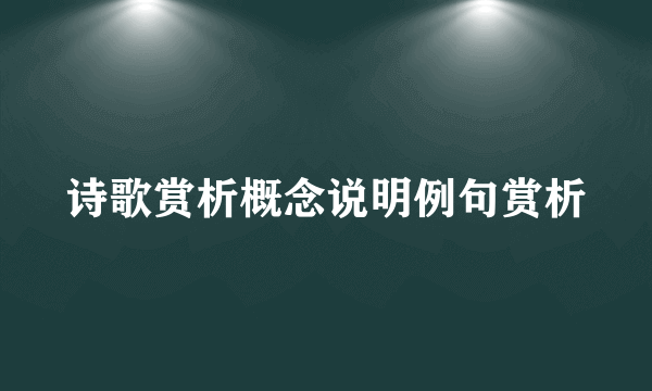 诗歌赏析概念说明例句赏析