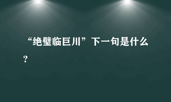 “绝璧临巨川”下一句是什么？