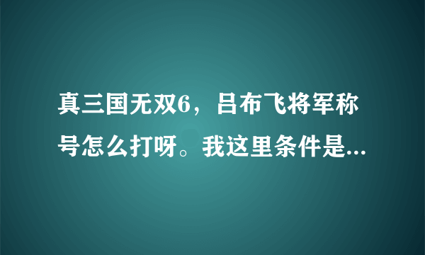 真三国无双6，吕布飞将军称号怎么打呀。我这里条件是：难易度，超级以上。剧本难易度：10星以上。