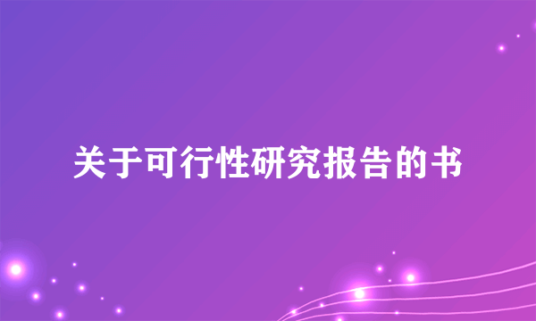 关于可行性研究报告的书