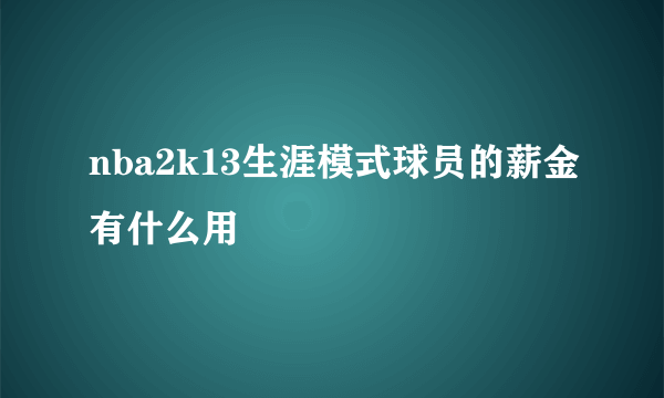 nba2k13生涯模式球员的薪金有什么用