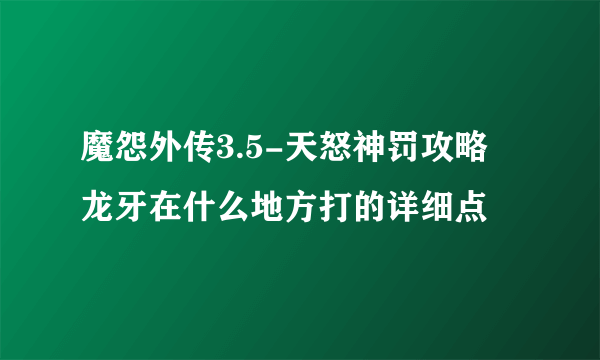 魔怨外传3.5-天怒神罚攻略 龙牙在什么地方打的详细点