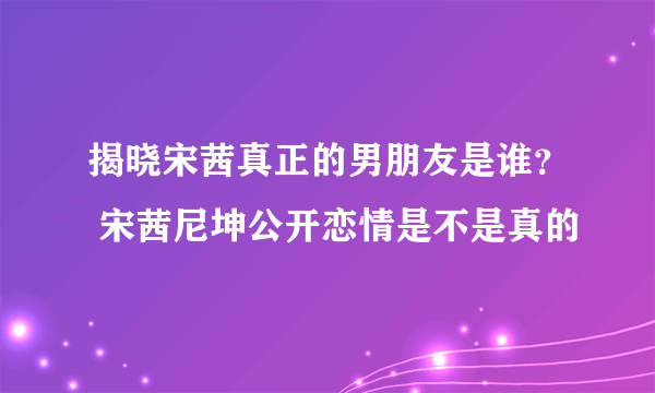 揭晓宋茜真正的男朋友是谁？ 宋茜尼坤公开恋情是不是真的