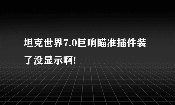 坦克世界7.0巨响瞄准插件装了没显示啊!