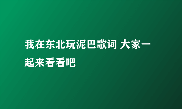 我在东北玩泥巴歌词 大家一起来看看吧