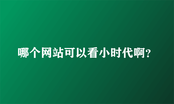 哪个网站可以看小时代啊？