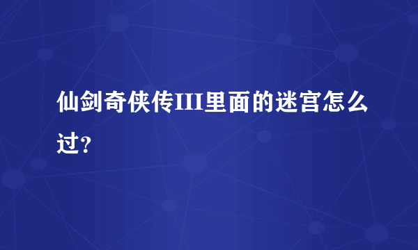 仙剑奇侠传III里面的迷宫怎么过？