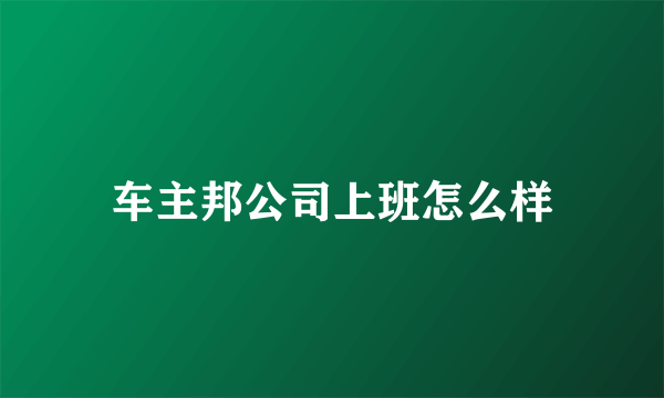 车主邦公司上班怎么样