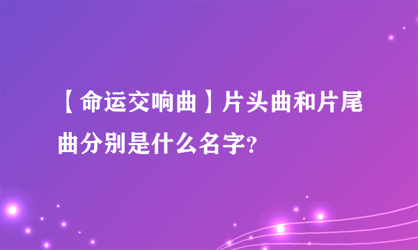 【命运交响曲】片头曲和片尾曲分别是什么名字？