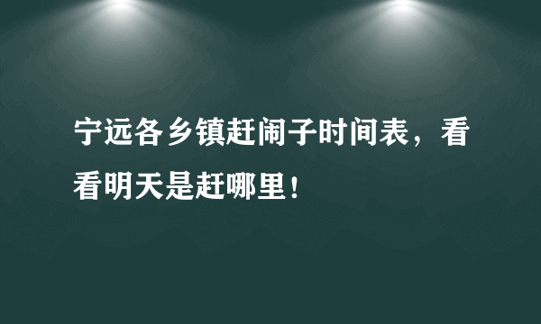 宁远各乡镇赶闹子时间表，看看明天是赶哪里！