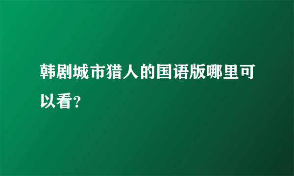 韩剧城市猎人的国语版哪里可以看？