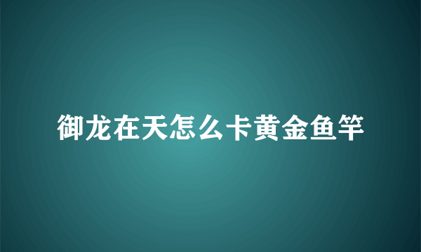 御龙在天怎么卡黄金鱼竿