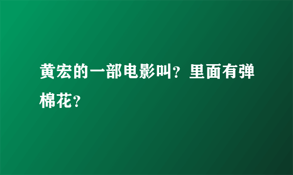 黄宏的一部电影叫？里面有弹棉花？