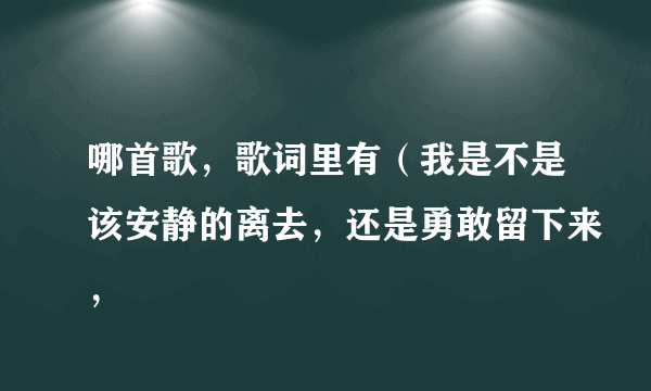 哪首歌，歌词里有（我是不是该安静的离去，还是勇敢留下来，