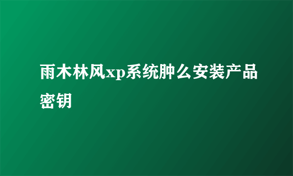 雨木林风xp系统肿么安装产品密钥