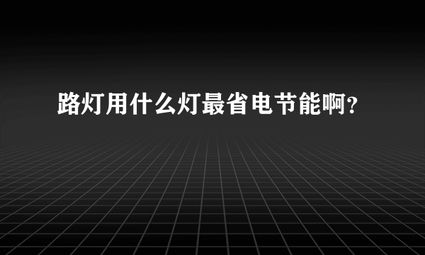 路灯用什么灯最省电节能啊？