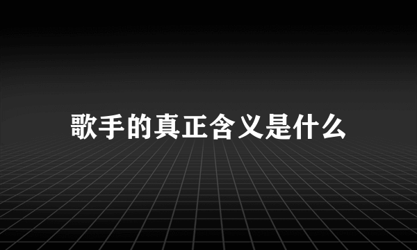 歌手的真正含义是什么