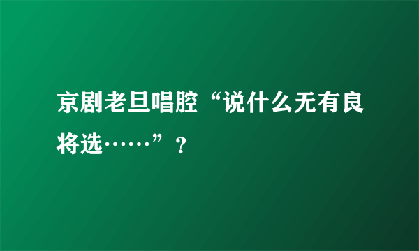 京剧老旦唱腔“说什么无有良将选……”？