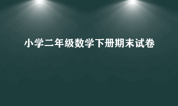 小学二年级数学下册期末试卷