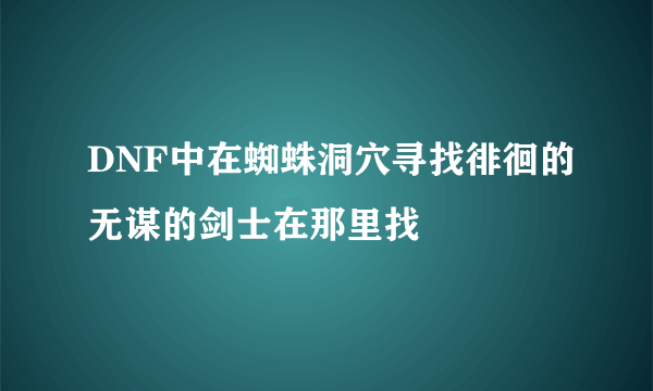 DNF中在蜘蛛洞穴寻找徘徊的无谋的剑士在那里找