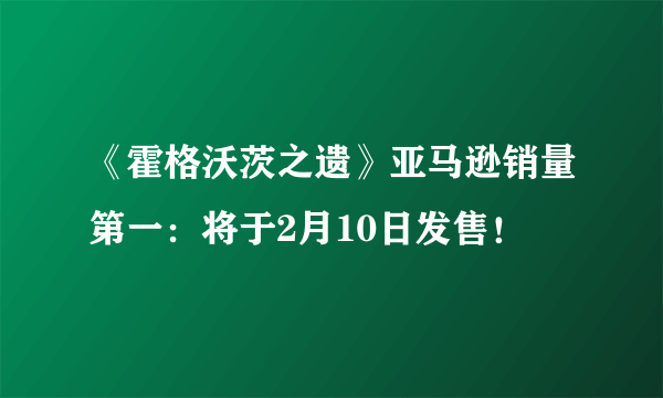 《霍格沃茨之遗》亚马逊销量第一：将于2月10日发售！