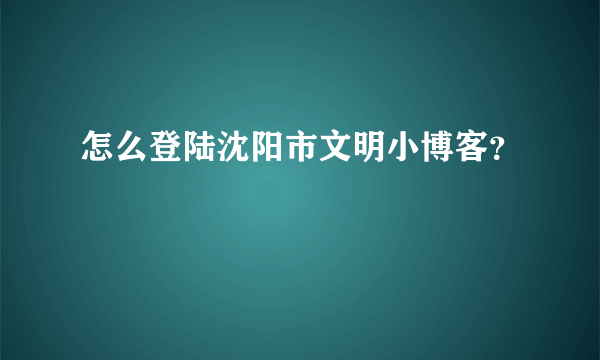 怎么登陆沈阳市文明小博客？