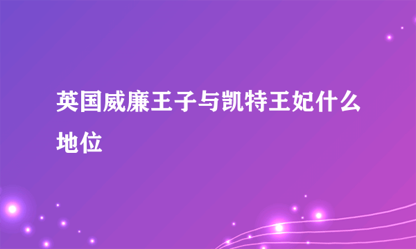 英国威廉王子与凯特王妃什么地位