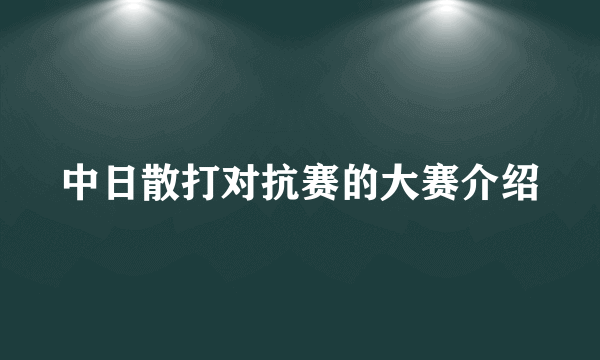 中日散打对抗赛的大赛介绍