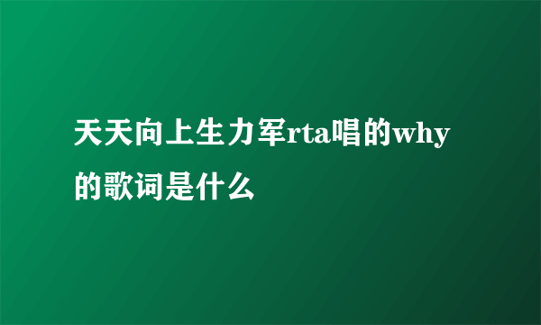 天天向上生力军rta唱的why的歌词是什么