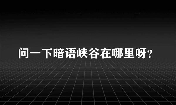 问一下暗语峡谷在哪里呀？