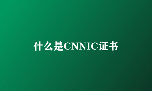 什么是CNNIC证书