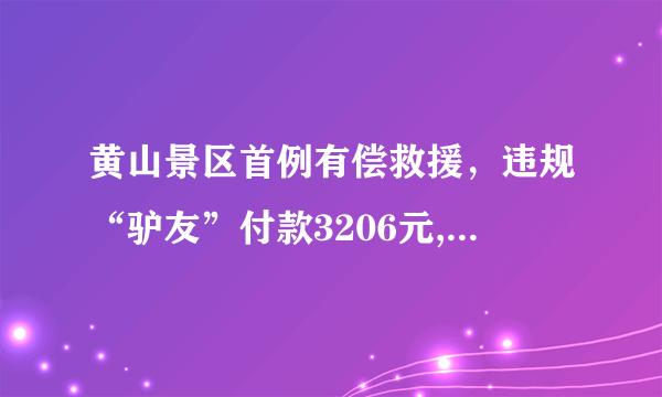 黄山景区首例有偿救援，违规“驴友”付款3206元, 你怎么看？