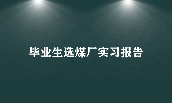 毕业生选煤厂实习报告