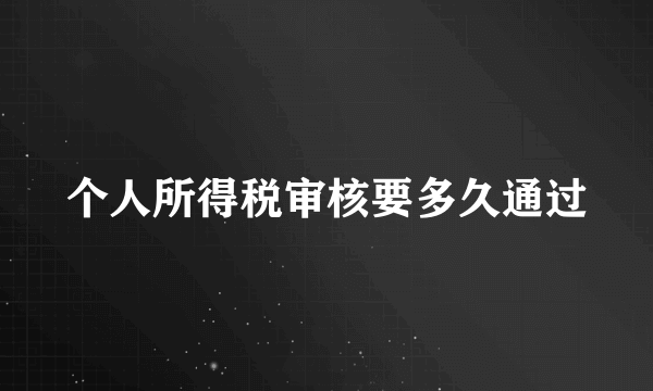 个人所得税审核要多久通过