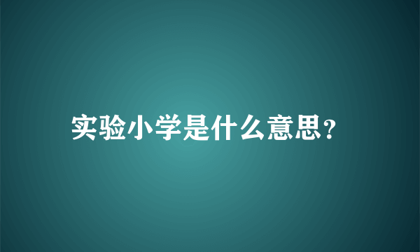 实验小学是什么意思？