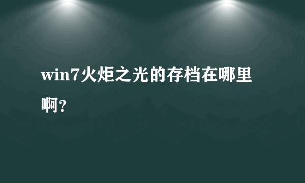 win7火炬之光的存档在哪里啊？