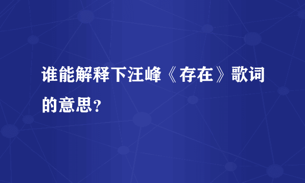 谁能解释下汪峰《存在》歌词的意思？