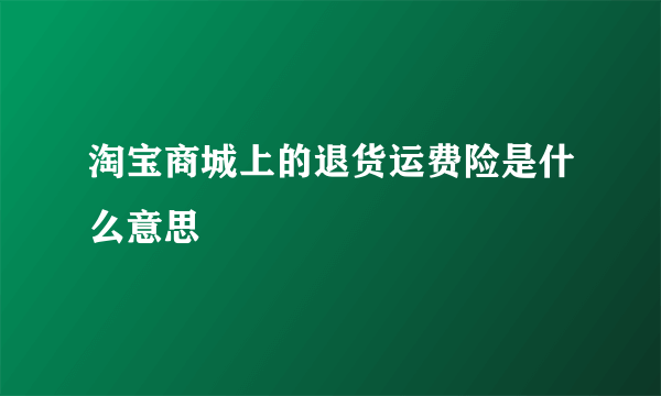 淘宝商城上的退货运费险是什么意思