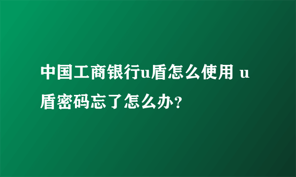 中国工商银行u盾怎么使用 u盾密码忘了怎么办？