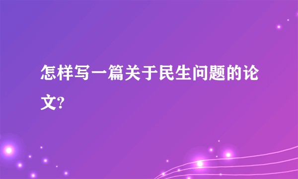 怎样写一篇关于民生问题的论文?