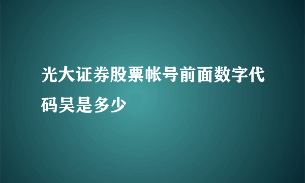 光大证券股票帐号前面数字代码吴是多少