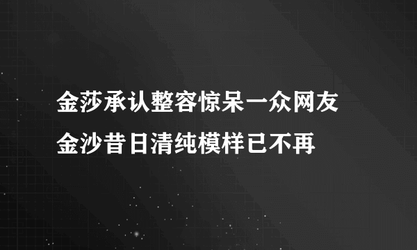 金莎承认整容惊呆一众网友 金沙昔日清纯模样已不再