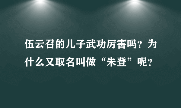 伍云召的儿子武功厉害吗？为什么又取名叫做“朱登”呢？