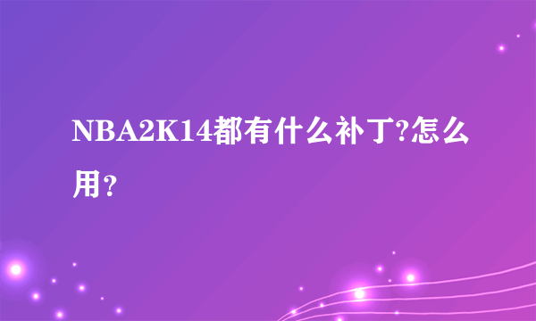 NBA2K14都有什么补丁?怎么用？