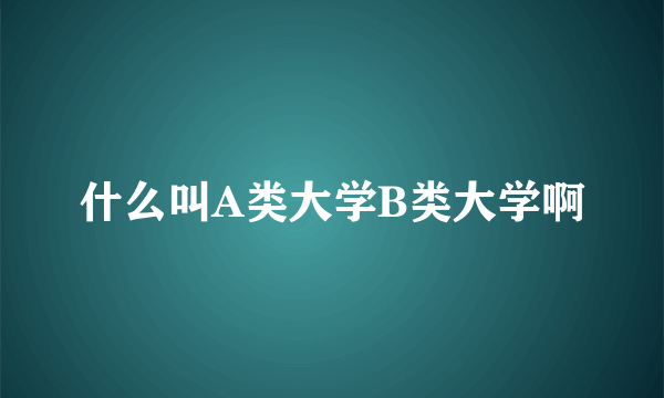 什么叫A类大学B类大学啊