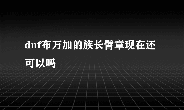 dnf布万加的族长臂章现在还可以吗