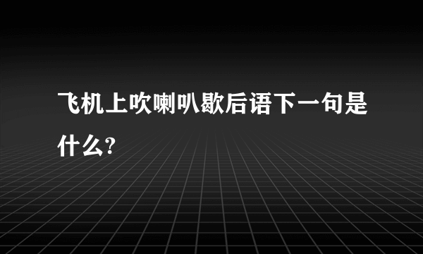 飞机上吹喇叭歇后语下一句是什么?