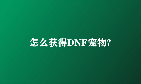 怎么获得DNF宠物?