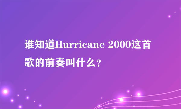 谁知道Hurricane 2000这首歌的前奏叫什么？