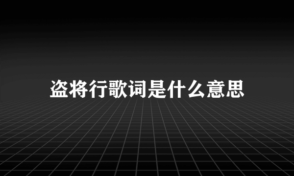 盗将行歌词是什么意思